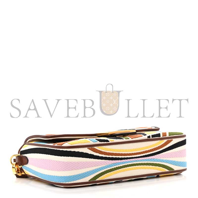 F**di x sara coleman multicolor ff fish eye embroidered baguette bag (28*14*6cm)